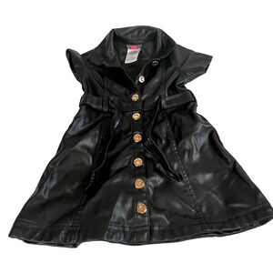 Vince Camuto Faux Leather Dress Toddler Black Button Front 2T